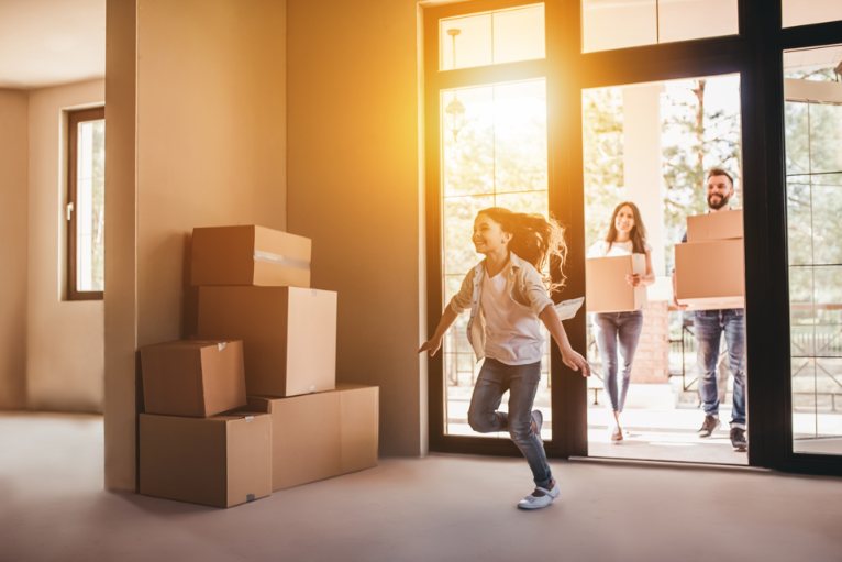 a young family moving into a new home