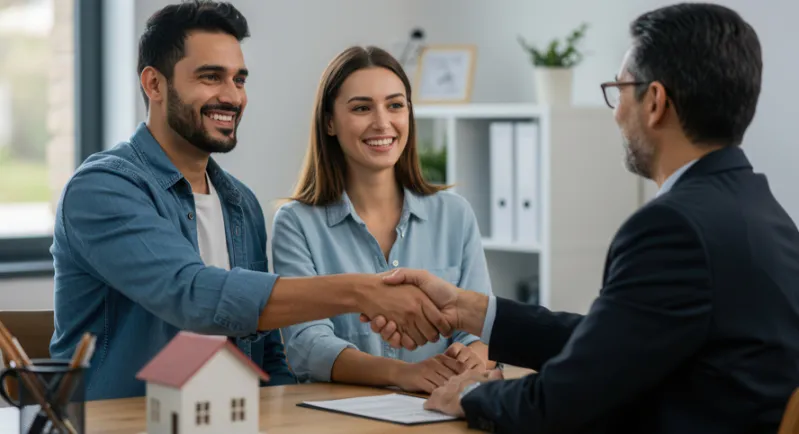 Couple shaking hands with traralgon finance broker