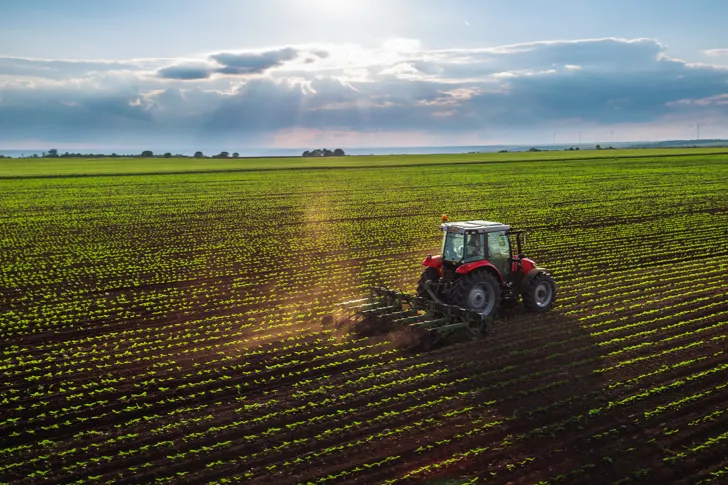 Tractor ploughing field in Yarragon