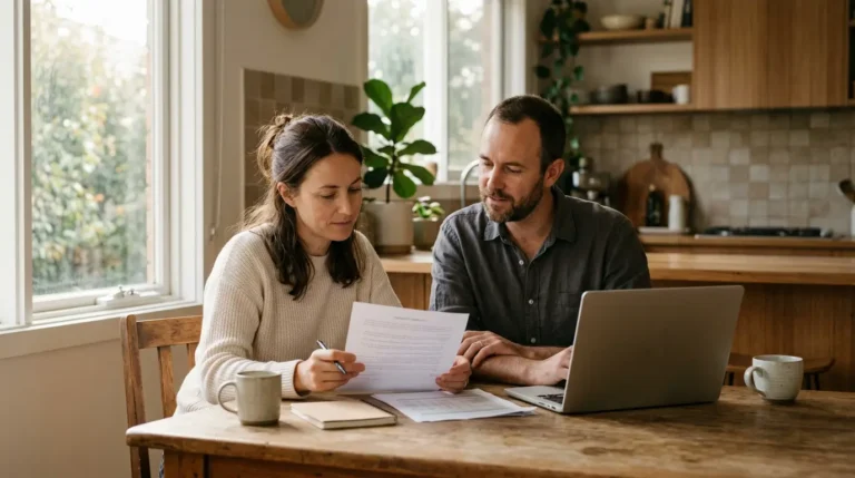 Couple reviewing their loan