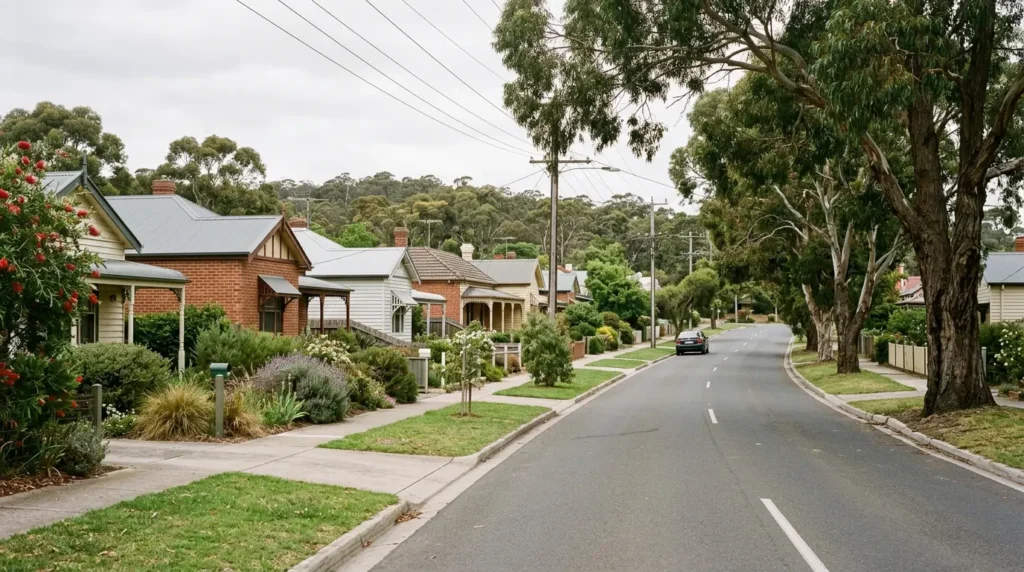 Quiet residential street in regional Gippsland where homeowners may be considering refinancing