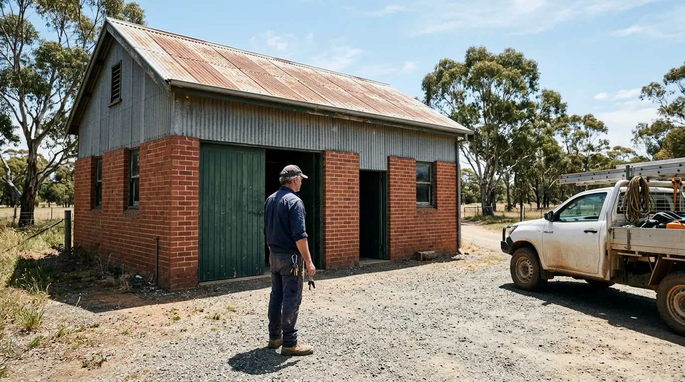 Gippsland business owner standing outside the commercial workshop bought through their SMSF